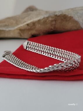 14K White Gold Twin Chain Bracelet Solid Gold Milor Italy 👌🎁